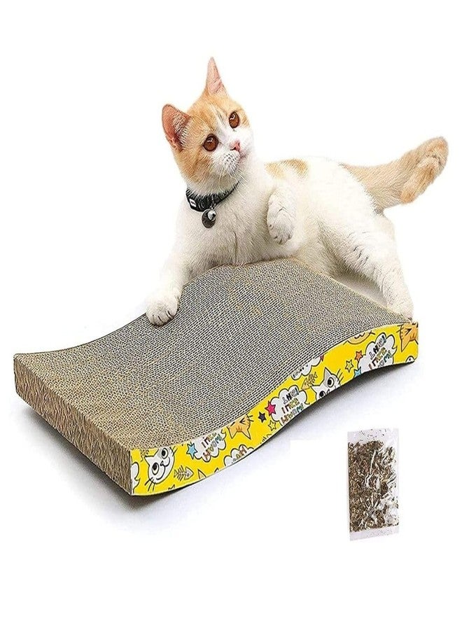 PET FUN وسادة خدش للقطط من بيت فن مع النعناع البري | وسادة خدش قابلة للعكس مصنوعة من الكرتون المموج للقطط والقطط الصغيرة | حصيرة خدش لحماية الأثاث واللعب والراحة (عبوة من قطعتين، شكل مسطح) - Image 1